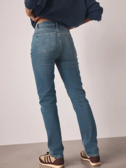 Mid Blue Slim Mid Rise Stretch Jeans