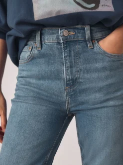 Mid Blue Slim Mid Rise Stretch Jeans