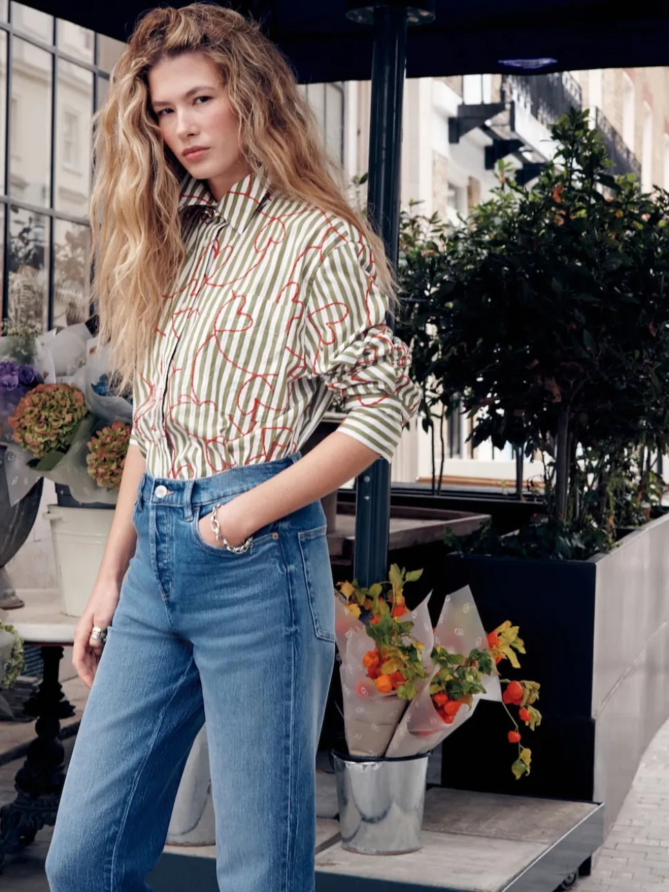 Mid Blue Stovepipe Straight Leg Jeans