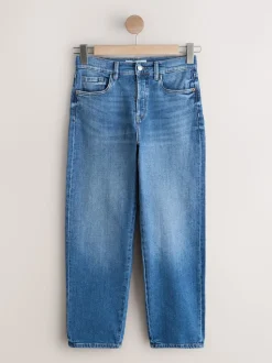 Mid Blue Stovepipe Straight Leg Jeans