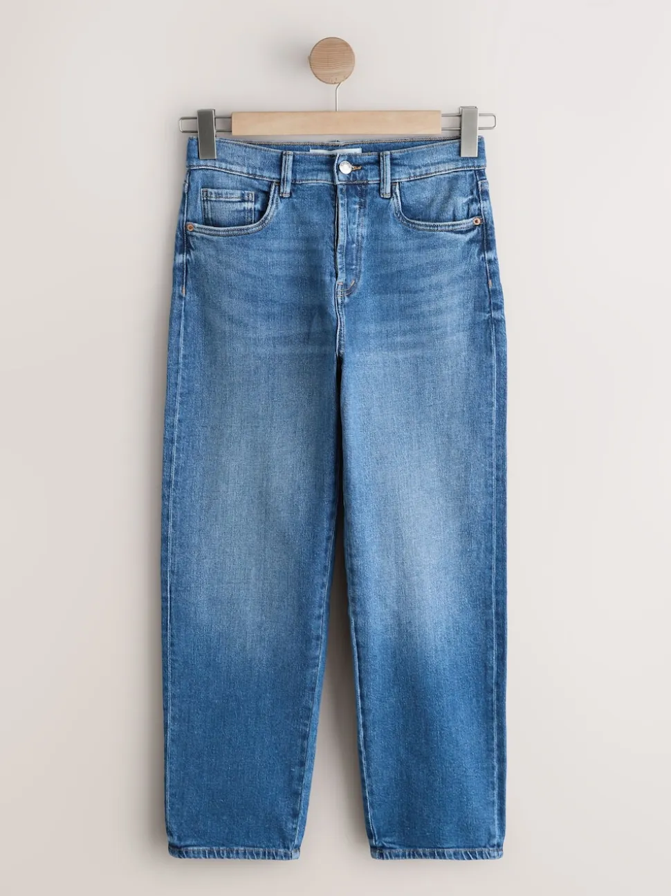 Mid Blue Stovepipe Straight Leg Jeans