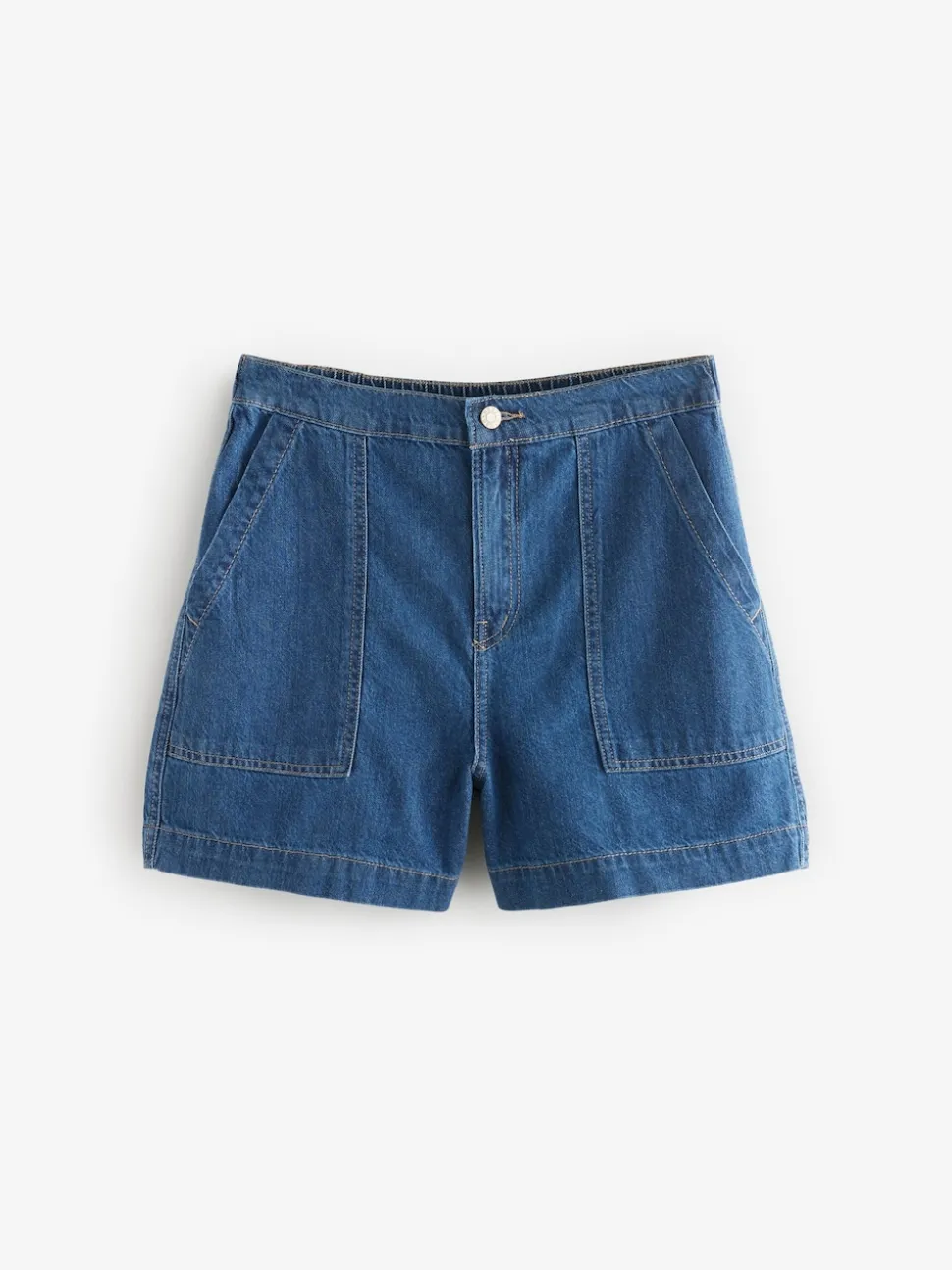 Mid Blue Utility Lightweight 100% Cotton Denim Shorts