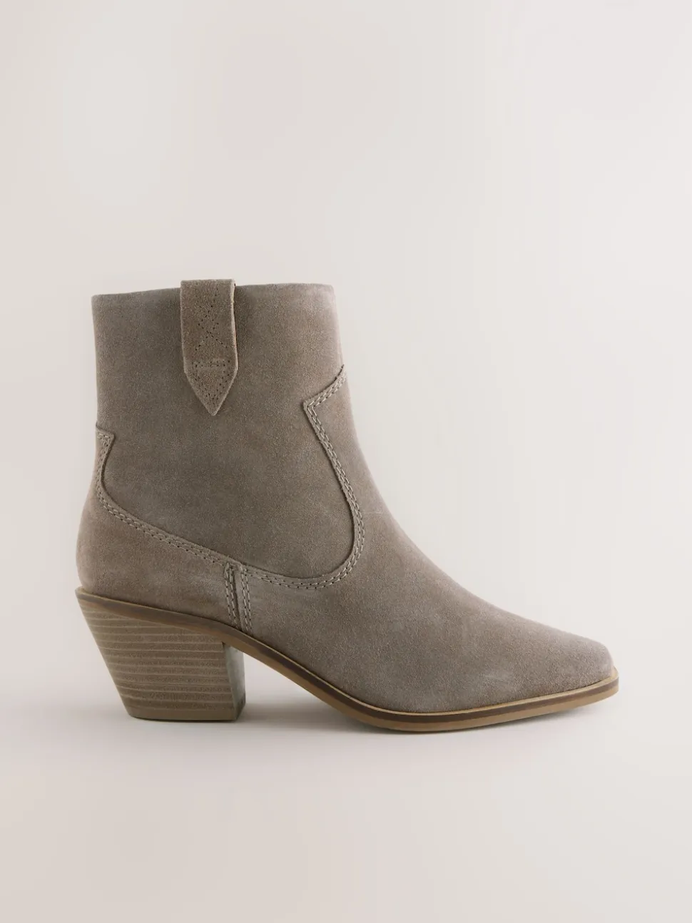 Mink Brown Extra Wide Fit Cowboy Block Heel Ankle Boots