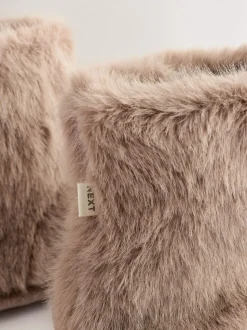 Mink Brown Faux Fur Boot Slippers