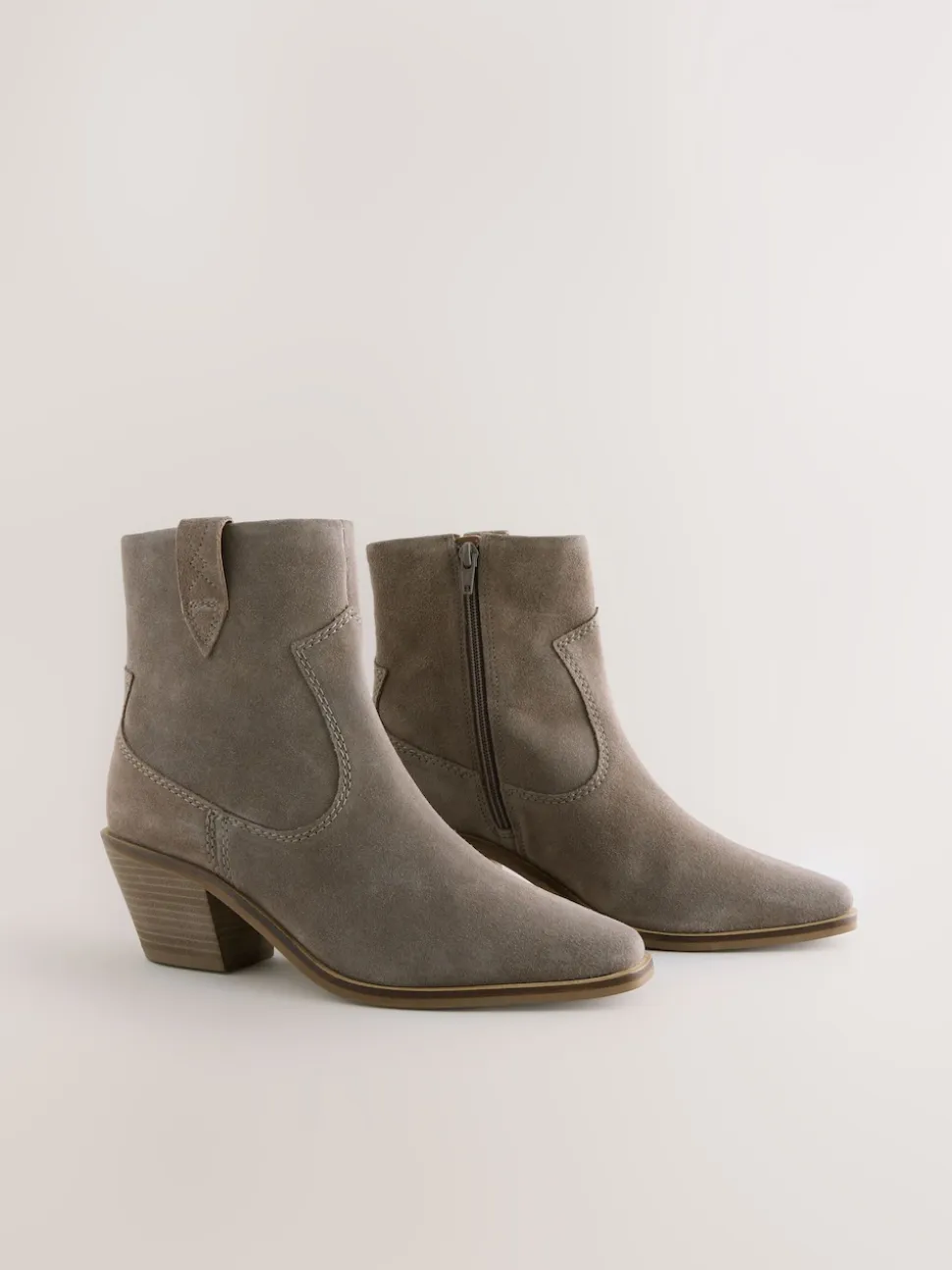 Mink Brown Standard/Wide Fit Cowboy Block Heel Ankle Boots