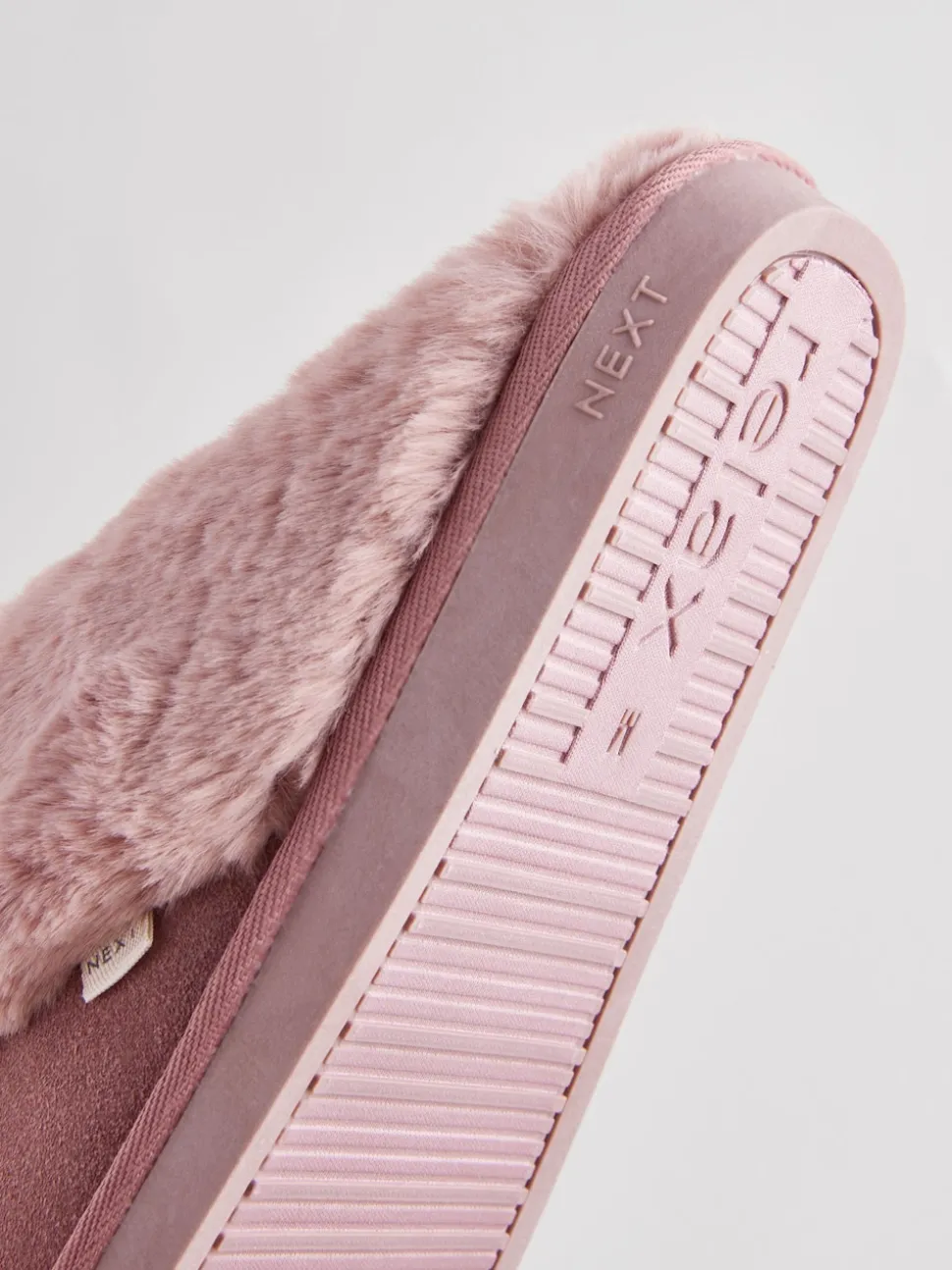 Mink Pink Faux Fur Lined Suede Mule Slippers