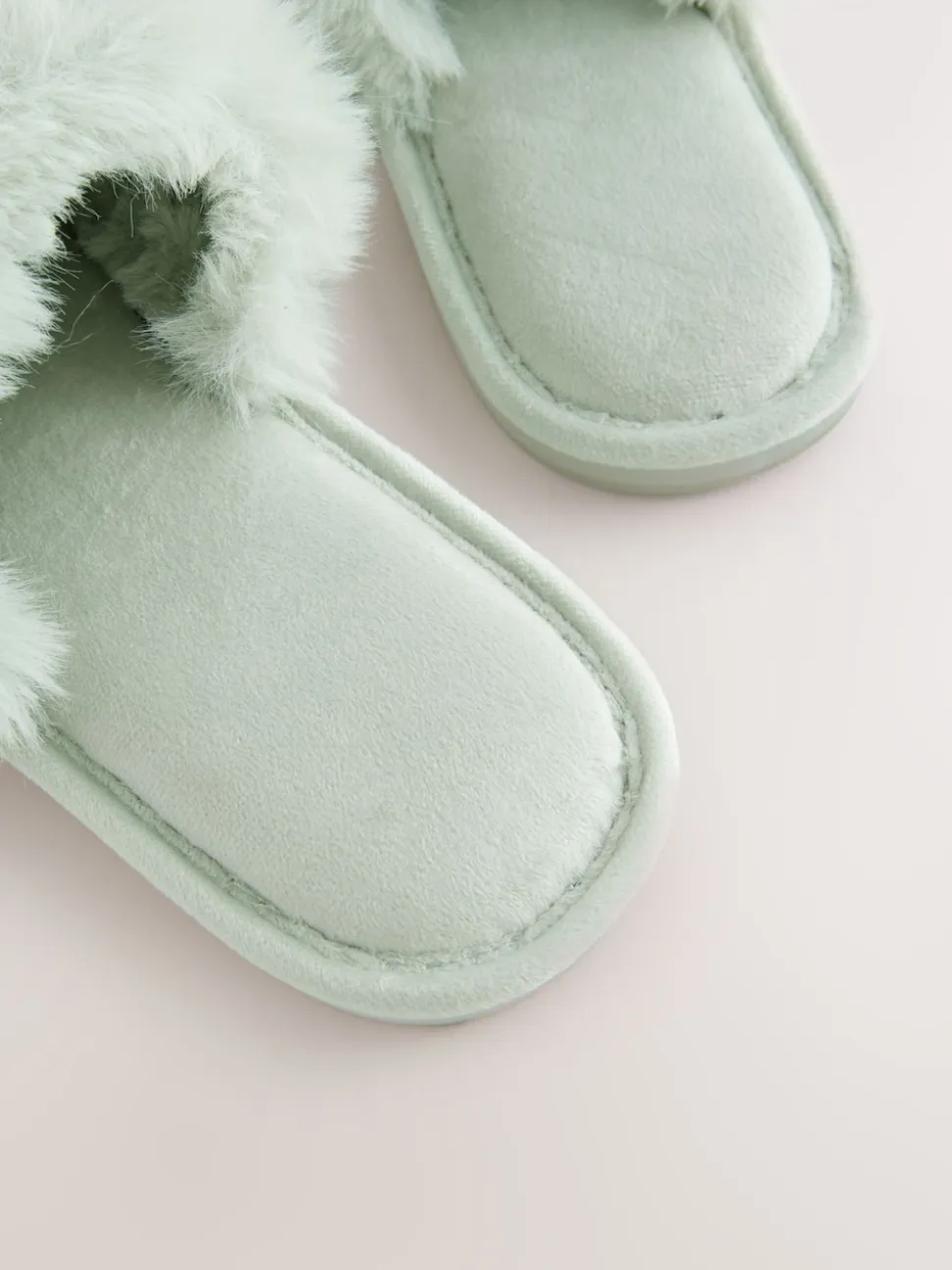 Mint Green Faux Fur Lined Slider Slippers