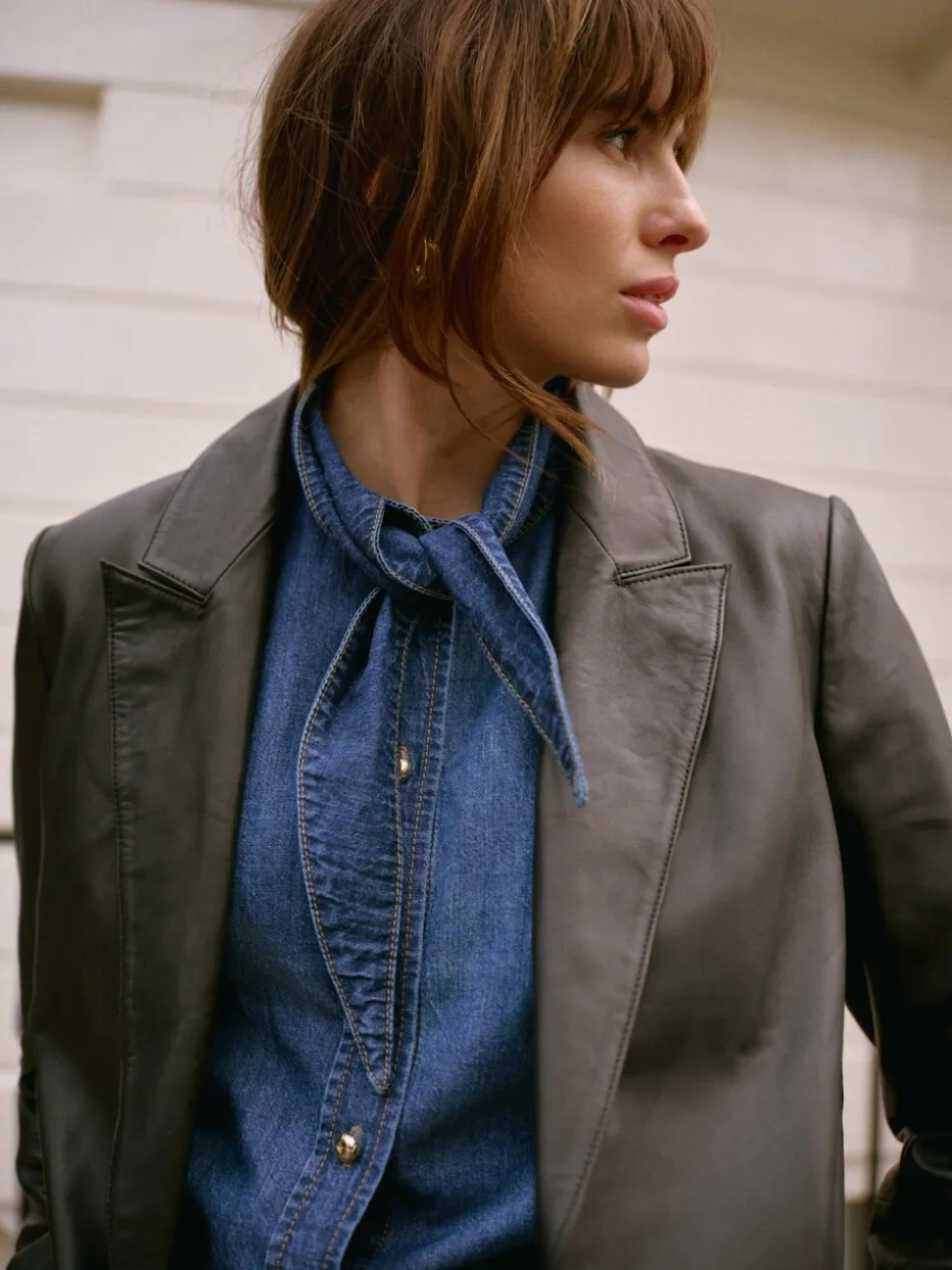 Mint Velvet Black Leather Single Breasted Blazer