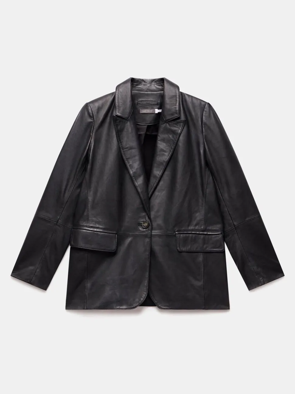 Mint Velvet Black Leather Single Breasted Blazer