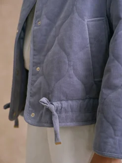 Mint Velvet Blue Cotton Blend Corduroy Quilted Jacket