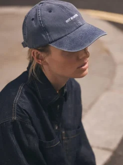 Mint Velvet Blue Denim Slogan Cap