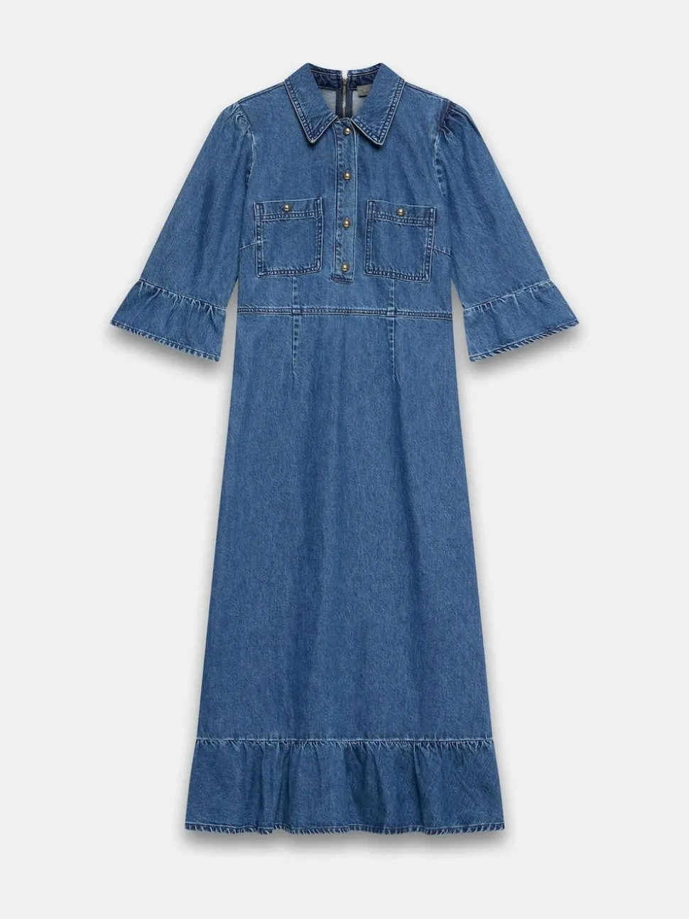 Mint Velvet Blue Indigo Denim Midi Shirt Dress