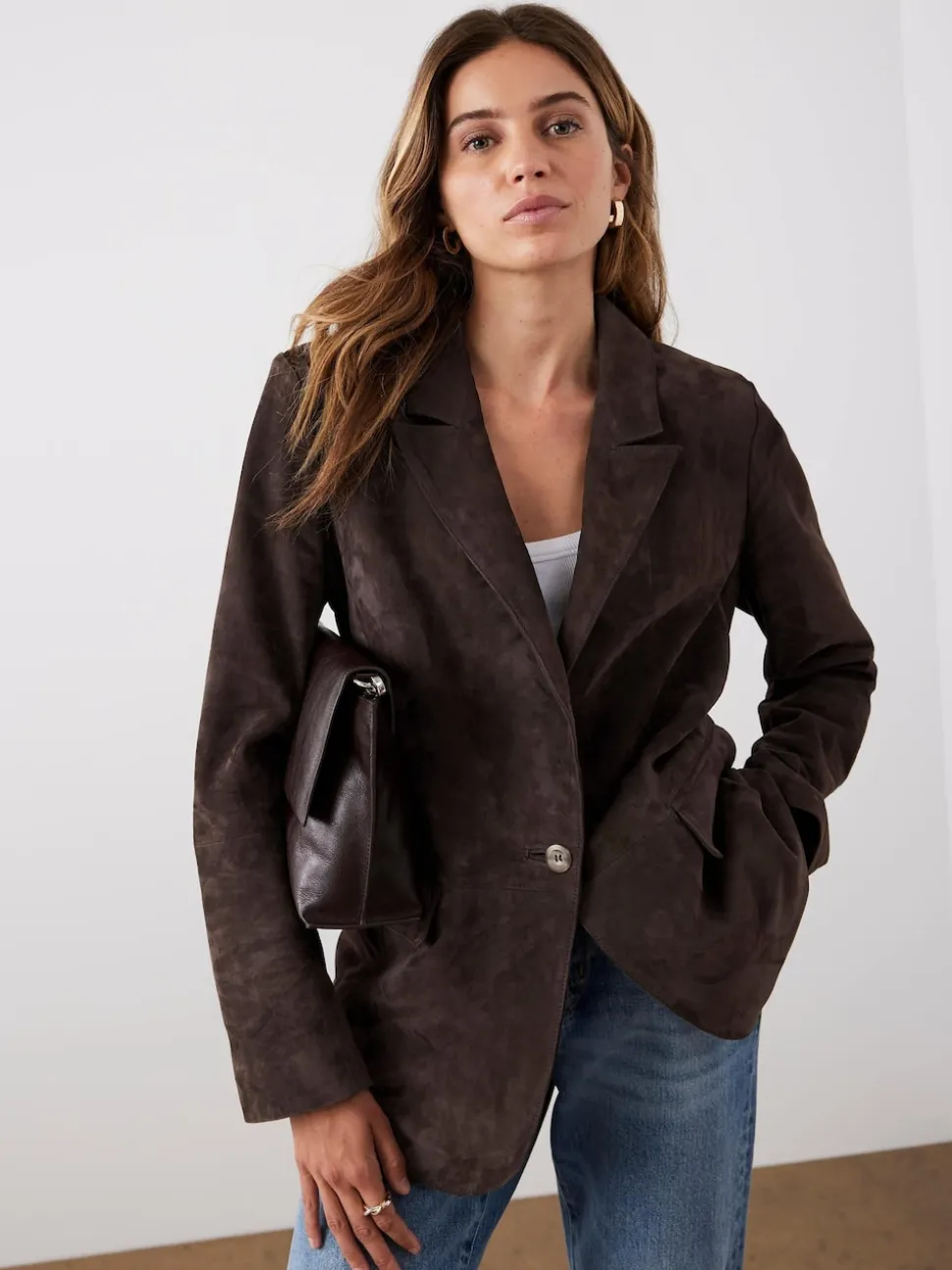 Mint Velvet Brown Suede Blazer