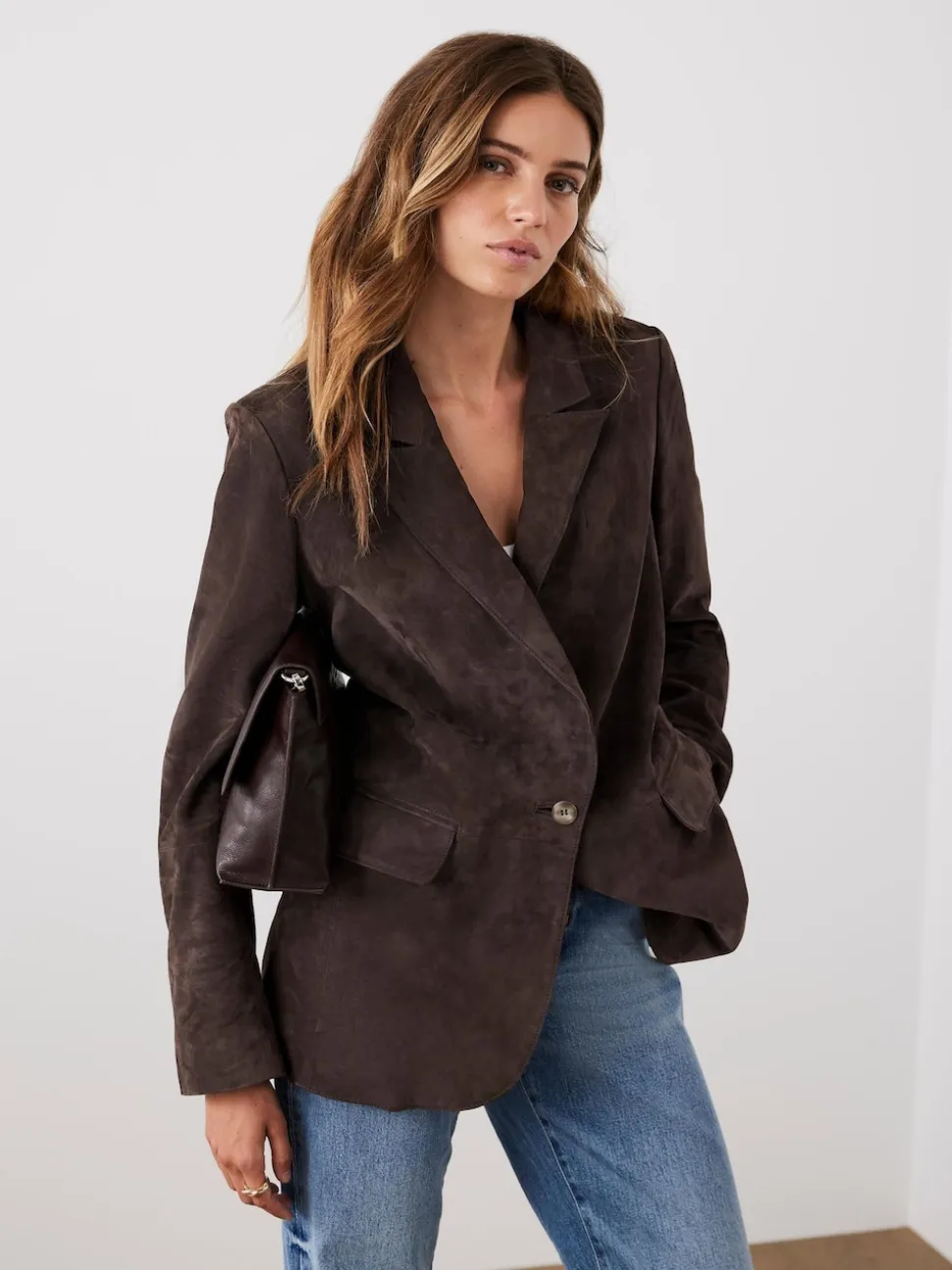 Mint Velvet Brown Suede Blazer