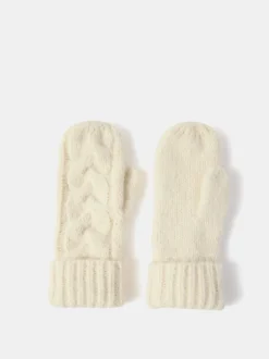 Mint Velvet Cream Cream Cable Knit Mittens