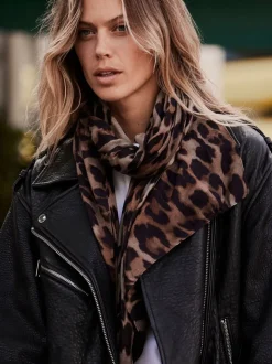 Mint Velvet Cream Leopard Print Scarf