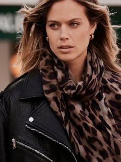 Mint Velvet Cream Leopard Print Scarf