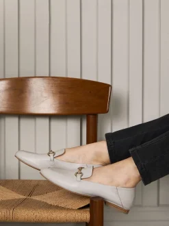 Mint Velvet Stone Cream Leather Camille Loafers
