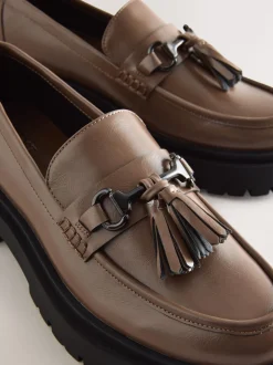 Mocha Brown Forever Comfort Chunky Platform Tassel Loafers