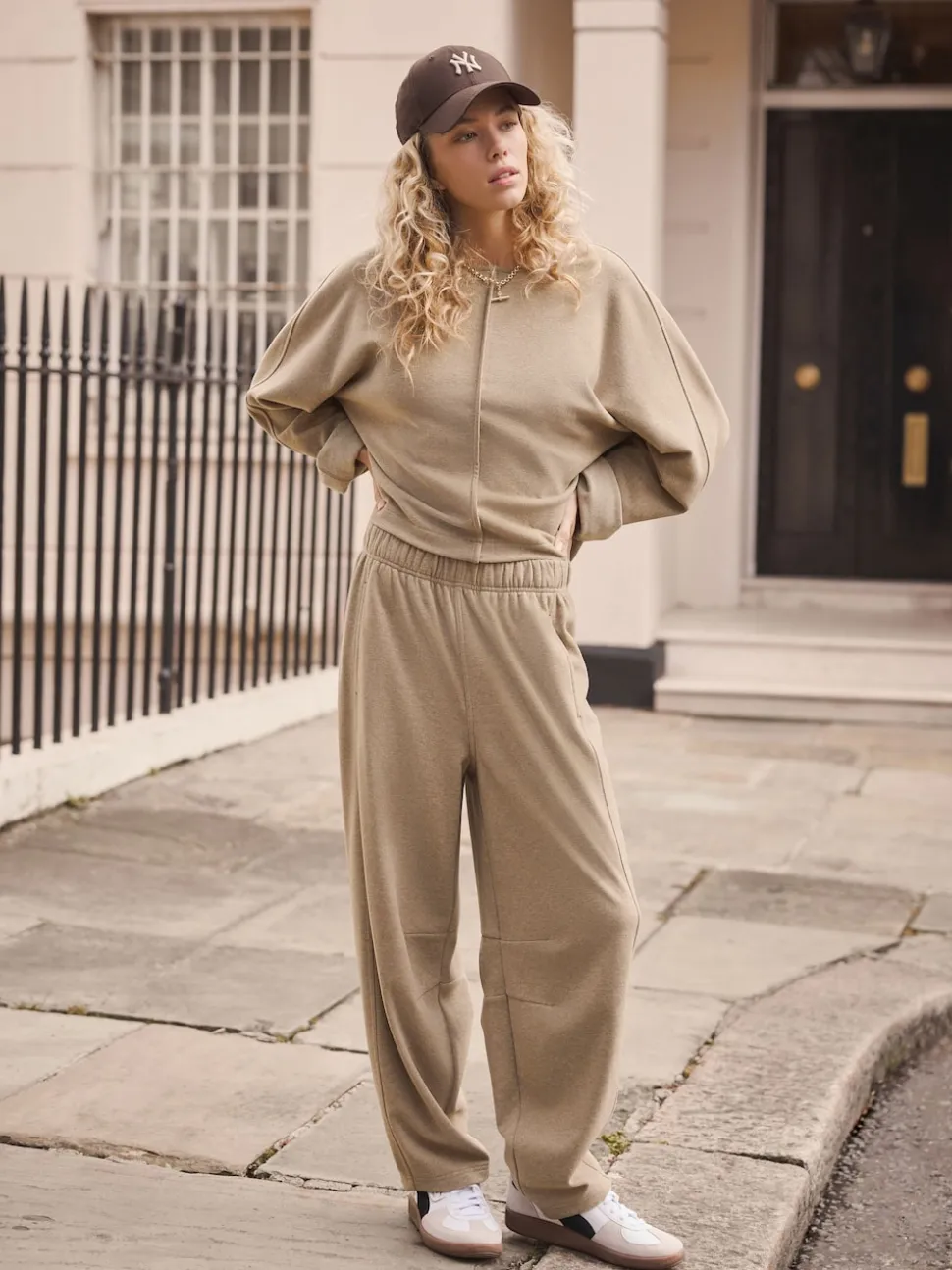 Mocha Brown Soft Brushed Finish Barrel Leg Trousers