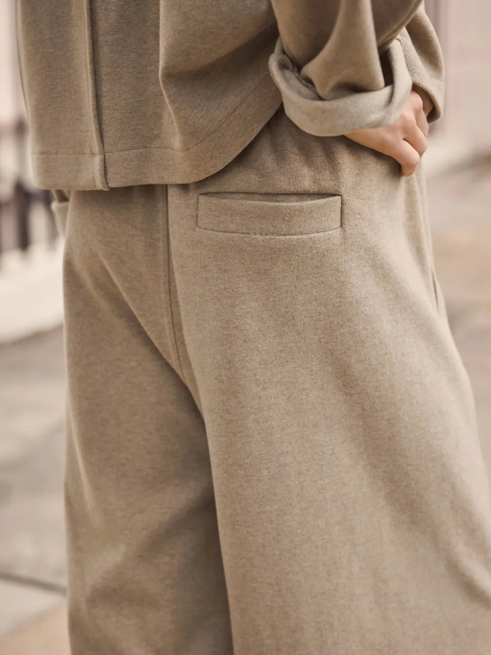 Mocha Brown Soft Brushed Finish Barrel Leg Trousers