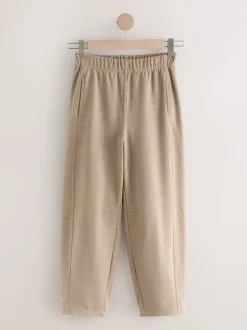 Mocha Brown Soft Brushed Finish Barrel Leg Trousers