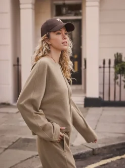 Mocha Brown Soft Brushed Finish Slouch Neck Longsleeve Sweatshirt