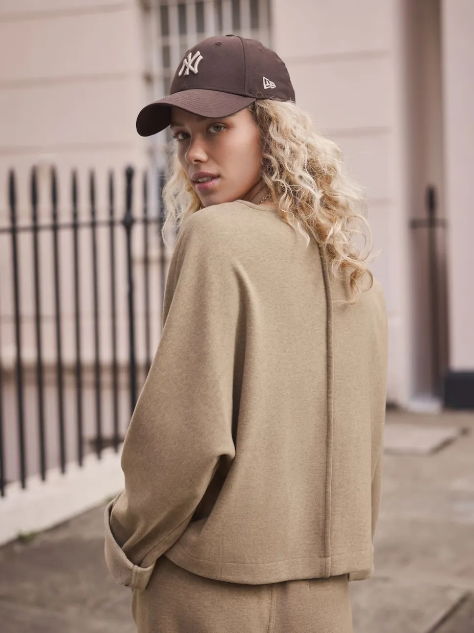 Mocha Brown Soft Brushed Finish Slouch Neck Longsleeve Sweatshirt