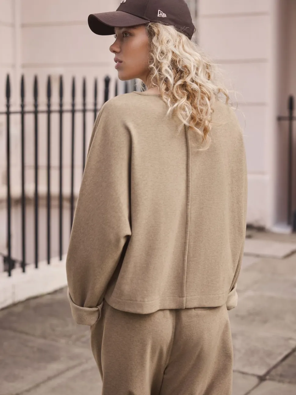 Mocha Brown Soft Brushed Finish Slouch Neck Longsleeve Sweatshirt