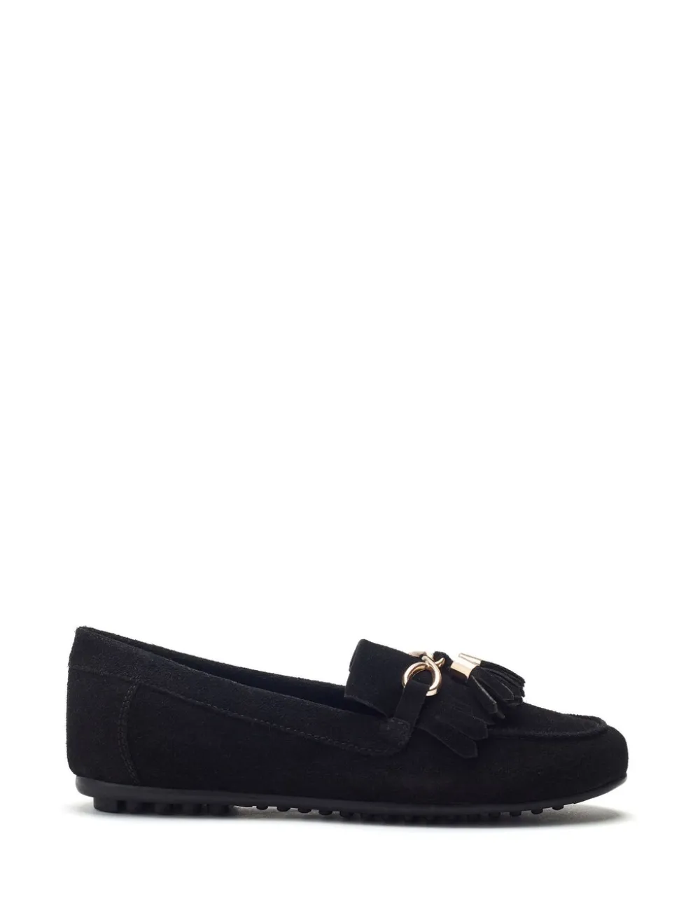 Moda in Pelle Black Essana Chain And Tassel Detail Moccasins