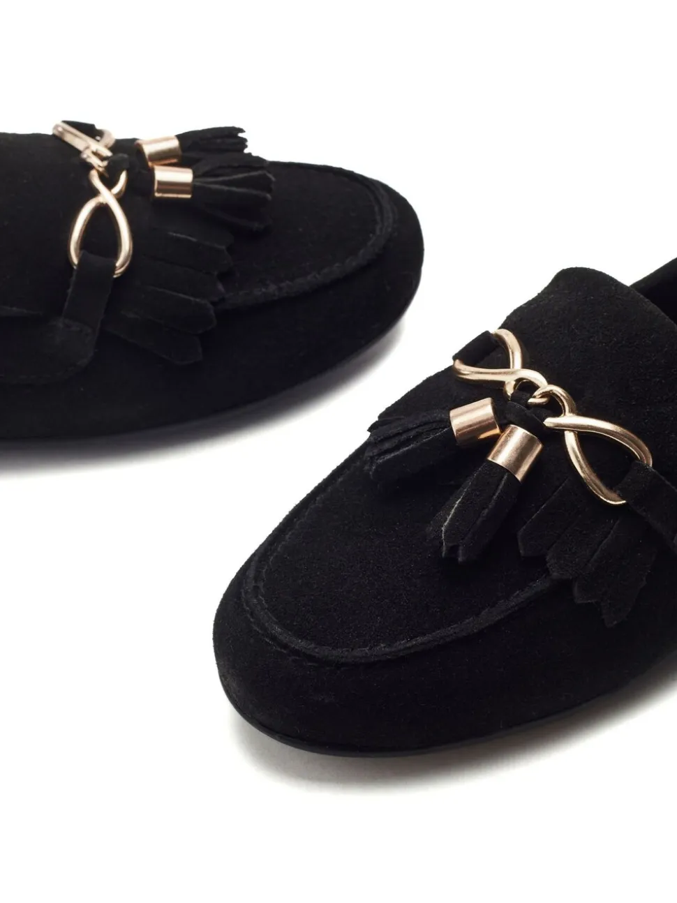 Moda in Pelle Black Essana Chain And Tassel Detail Moccasins