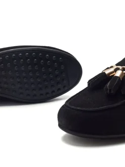 Moda in Pelle Black Essana Chain And Tassel Detail Moccasins