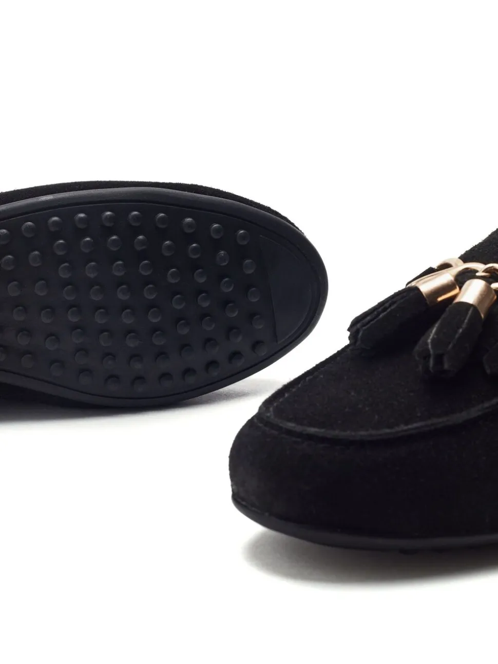 Moda in Pelle Black Essana Chain And Tassel Detail Moccasins