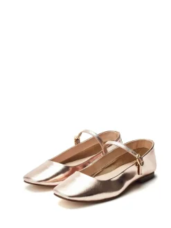 Moda in Pelle Gold Larina Classic Maryjane Ballet Flats