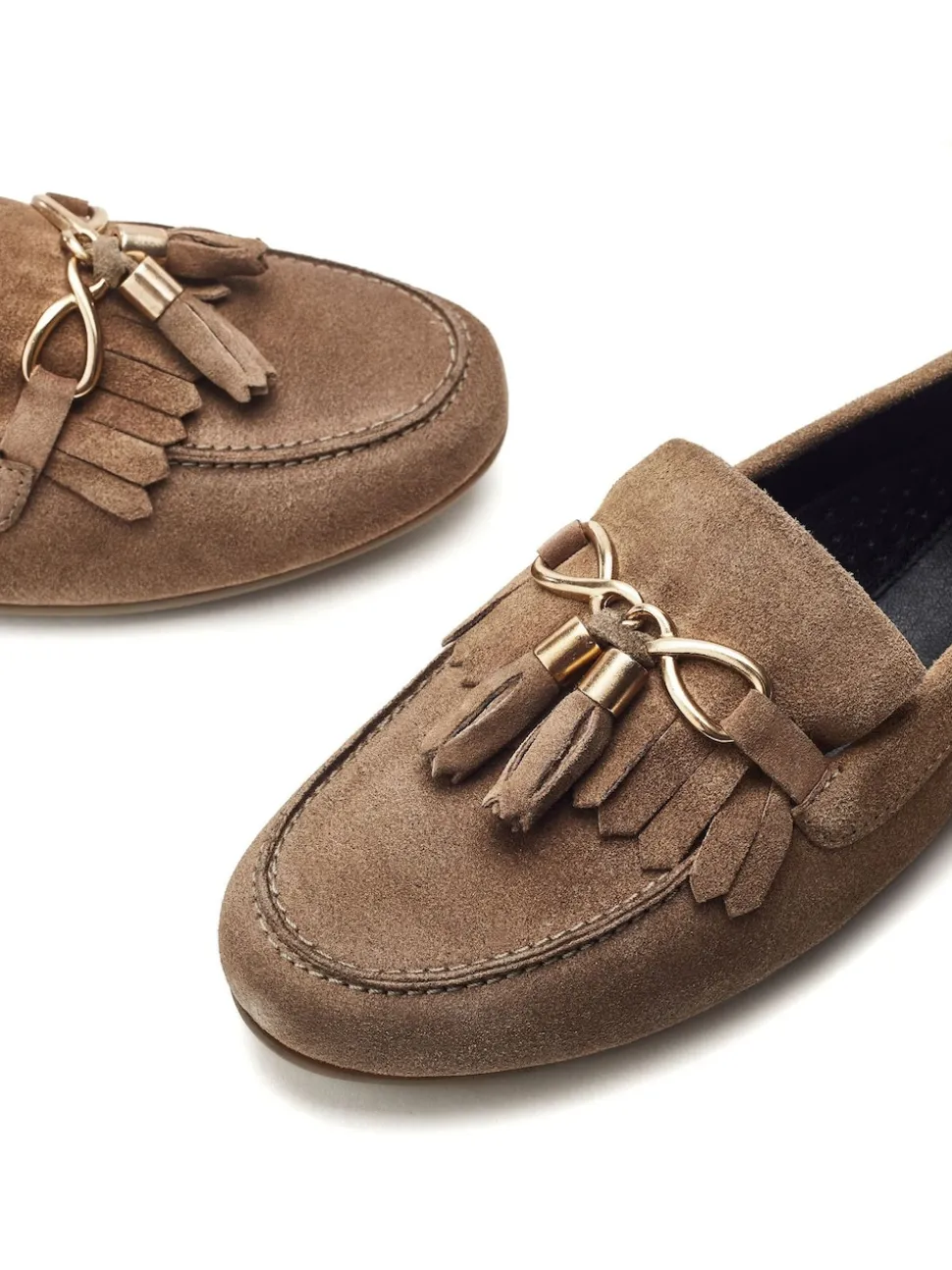 Moda in Pelle Natural Essana Chain And Tassel Detail Moccasins