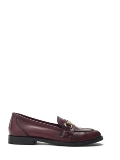 Moda in Pelle Red Elarra Flat Loafers With Snaffle Trim