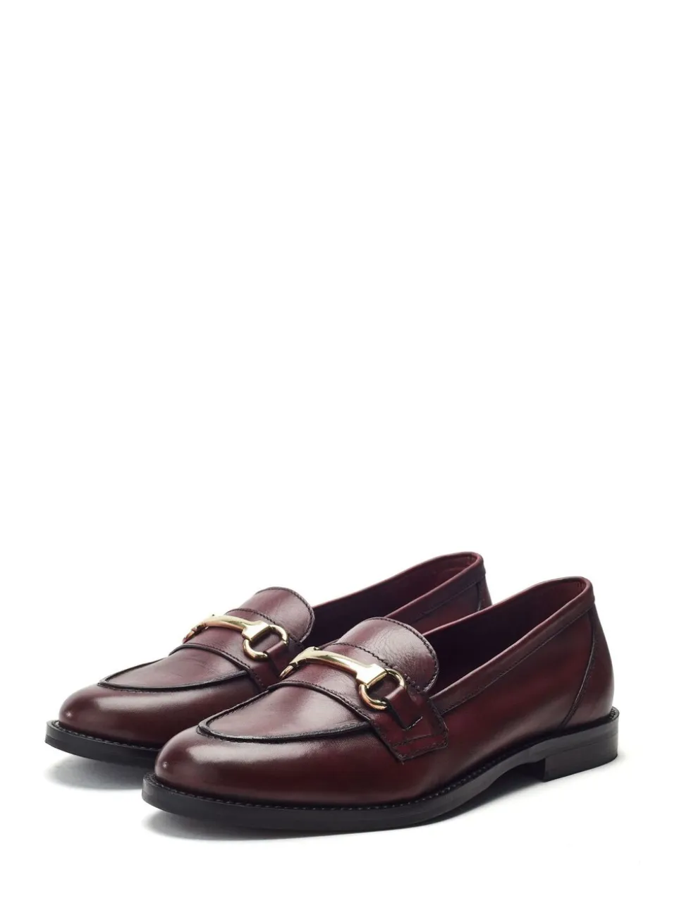 Moda in Pelle Red Elarra Flat Loafers With Snaffle Trim