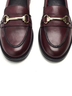 Moda in Pelle Red Elarra Flat Loafers With Snaffle Trim