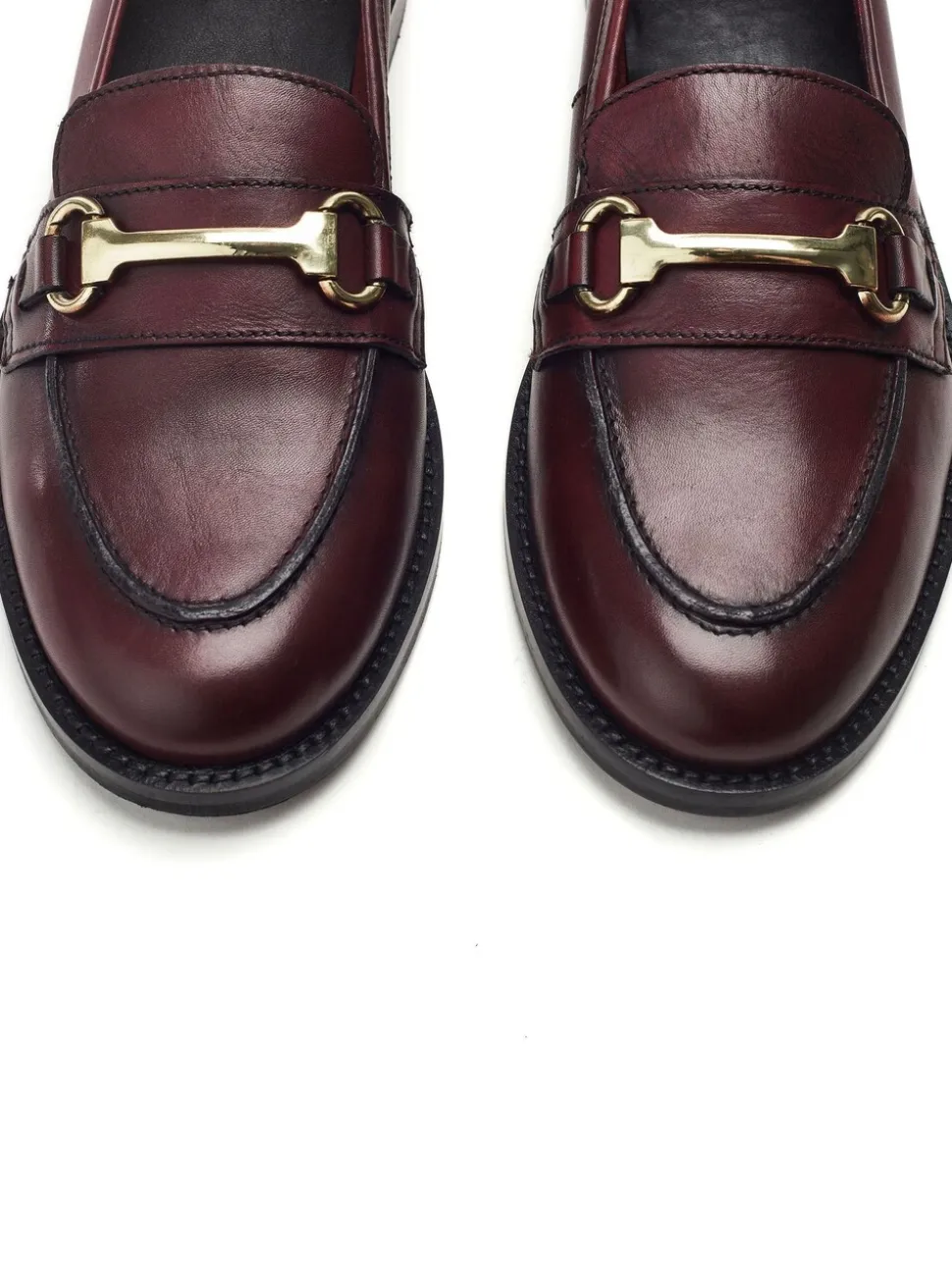 Moda in Pelle Red Elarra Flat Loafers With Snaffle Trim