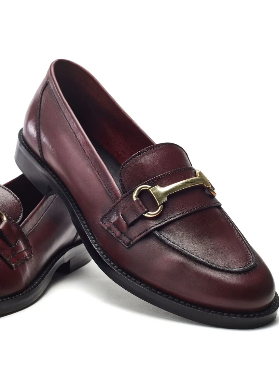Moda in Pelle Red Elarra Flat Loafers With Snaffle Trim