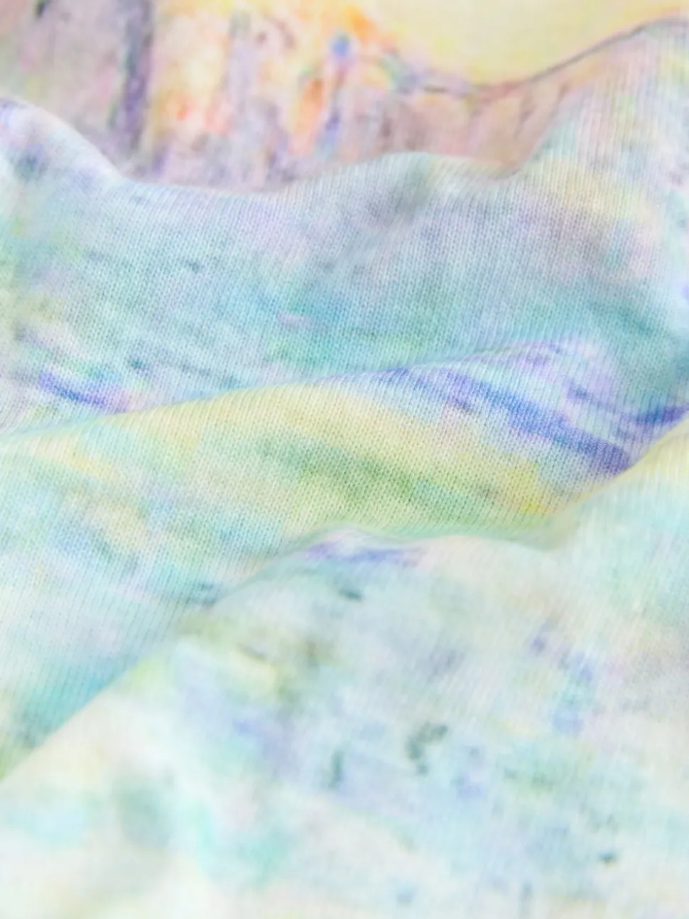 Monet Graphic License Long Sleeve Washed Effect Raw Seam T-Shirt