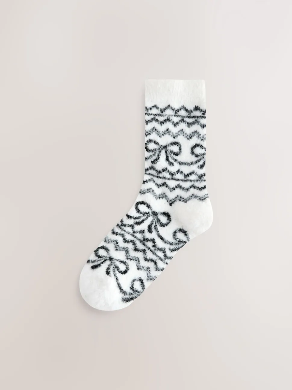 Mono Bow Fairisle Superhairy Cosy Socks 2 Pack