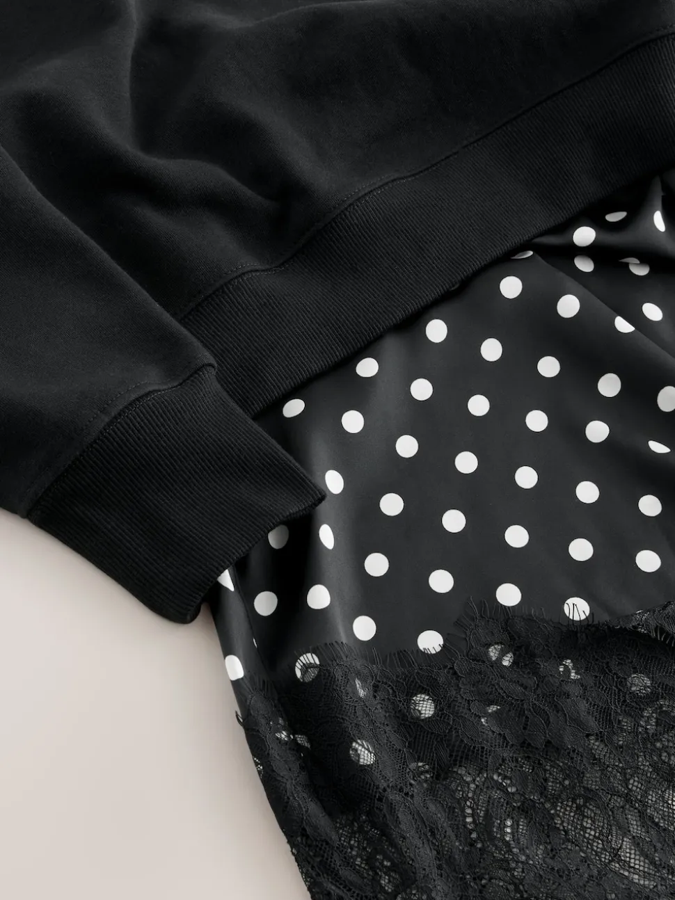 Mono Spot 2-In-1 Sweatshirt With Satin Midi Skirt