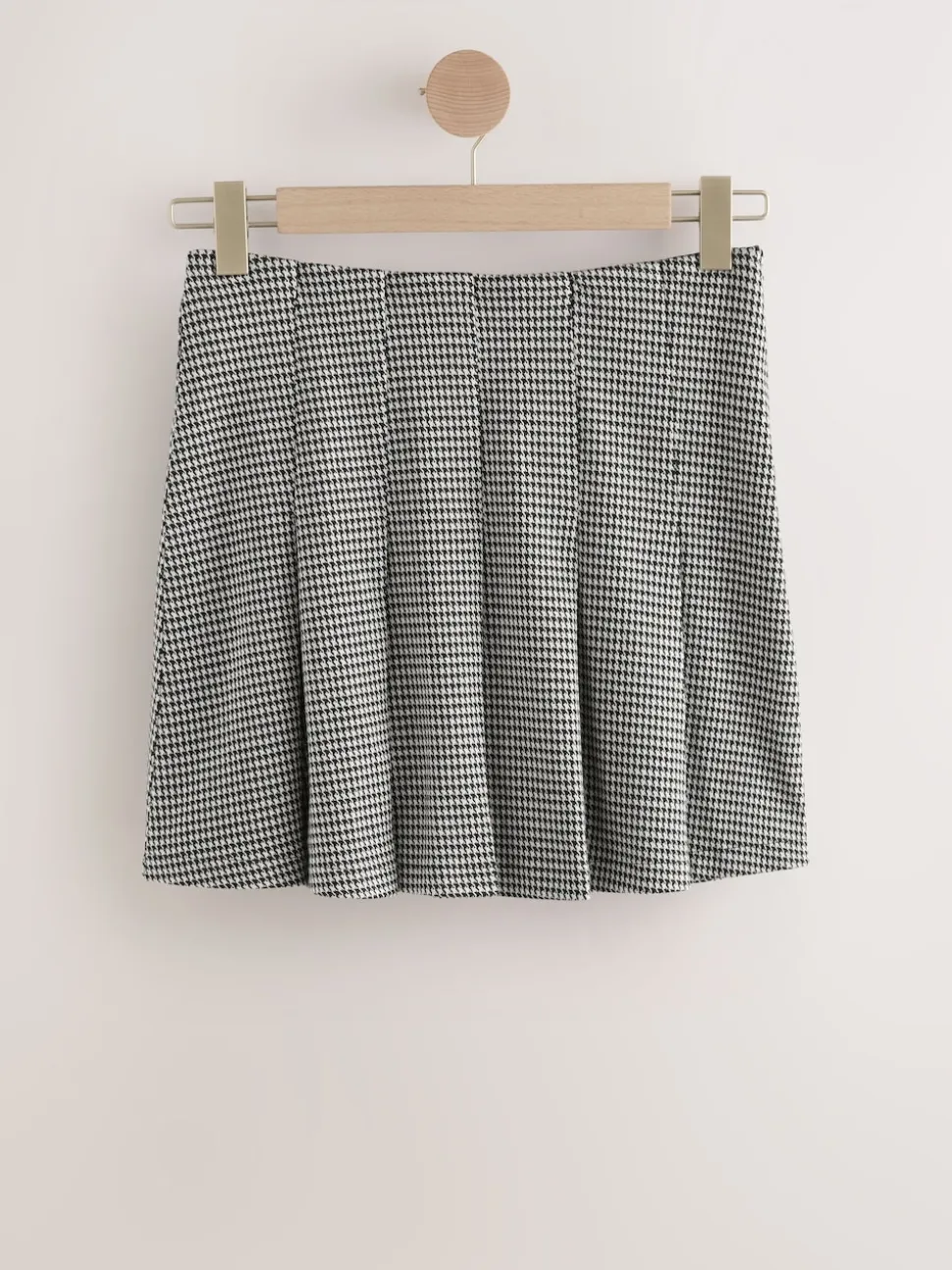 Monochrome Check Mini Jersey Pleated Skirt