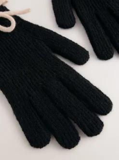 Monochrome 3D Bows Knitted Gloves 1 Pack