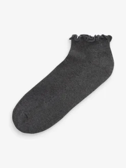 Monochrome Frill Top Cushion Sole Trainer Socks 4 Pack