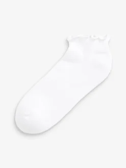 Monochrome Frill Top Cushion Sole Trainer Socks 4 Pack