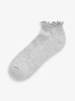 Monochrome Frill Top Cushion Sole Trainer Socks 4 Pack