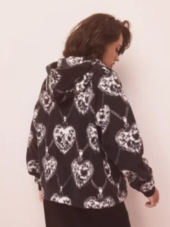Monochrome Half Zip Fleece Hoodie