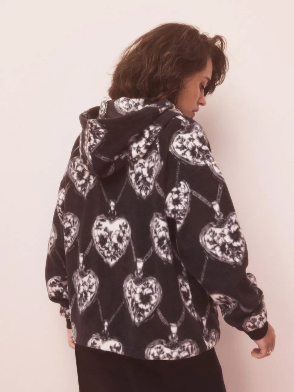 Monochrome Half Zip Fleece Hoodie